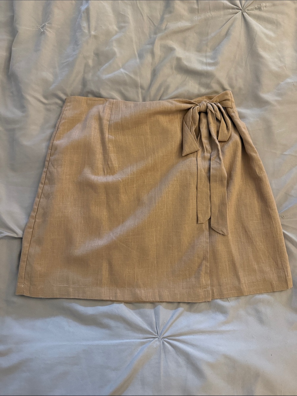SHEIN Camel Tie-Detail Mini Skirt